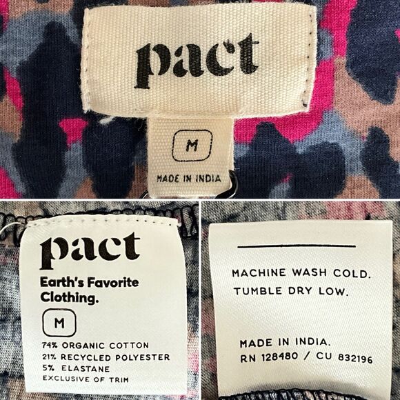 Pact Dress Animal Print Jaguar Revive Wrap Front Midi Organic Cotton M - Picture 4 of 11